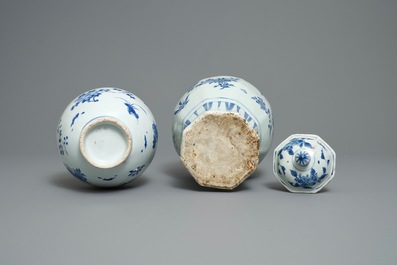 Two Chinese blue and white vases with floral design, Transitional period