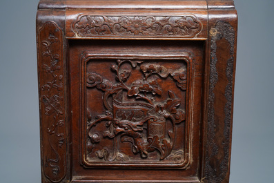 A Chinese finely carved wooden display stand, 19th C.