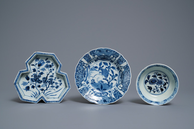 A varied collection of Chinese blue and white porcelain, Ming and Kangxi
