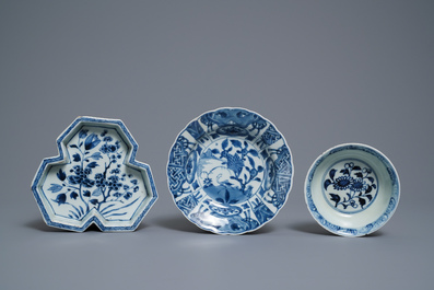 Een diverse collectie Chinees blauw-wit porselein, Ming en Kangxi