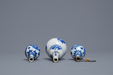 Een diverse collectie Chinees blauw-wit porselein, Ming en Kangxi