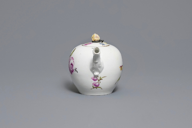 A Meissen porcelain teapot and cover with floral design, Germany, 18th C.