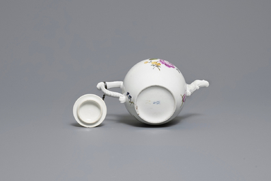 A Meissen porcelain teapot and cover with floral design, Germany, 18th C.
