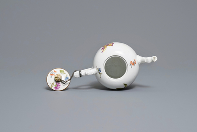 A Meissen porcelain teapot and cover with floral design, Germany, 18th C.