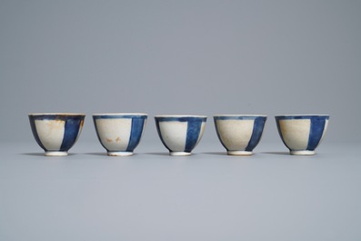 Ten Chinese blue and white cups, a stem cup and a bowl, Hatcher and Vung Tao shipwrecks, Transitional period and Kangxi
