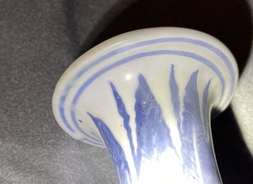 A Chinese blue and white 'lotus scroll' yuhuchunping vase, Hongzhi