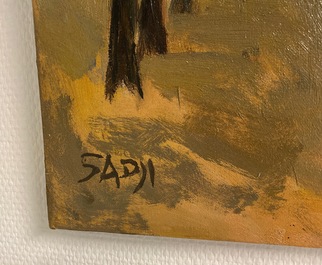 Sadji (Sha Qi, Sha Yinnian) (1914-2005): Zicht op de Gulden Vlieslaan te Brussel, olie op doek