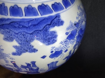 A Chinese blue and white double gourd vase, Transitional period