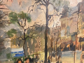 Sadji (Sha Qi, Sha Yinnian) (1914-2005): View on the 'Avenue de la Toison d'or' in Brussels, oil on canvas