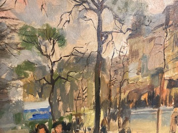 Sadji (Sha Qi, Sha Yinnian) (1914-2005): Vue sur 'Avenue de la Toison d'or' &agrave; Bruxelles, huile sur toile