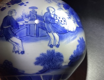 A Chinese blue and white double gourd vase, Transitional period