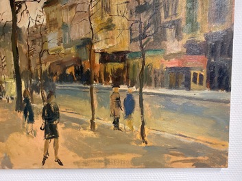 Sadji (Sha Qi, Sha Yinnian) (1914-2005): Vue sur 'Avenue de la Toison d'or' &agrave; Bruxelles, huile sur toile