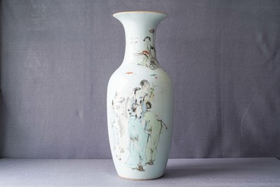 A Chinese qianjiang cai 'immortals' vase, signed Ma Qing Yun, 19/20th C.