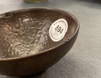 Two Chinese jianyao 'hare's fur' and speckled brown glaze tea bowls, Song