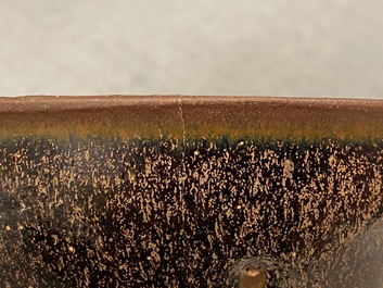 Two Chinese jianyao 'hare's fur' and speckled brown glaze tea bowls, Song