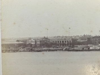 A Chinese album with nine silver gelatin albumen photos of a.o. the Shanghai Bund, dated 1899