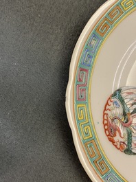 Five various Chinese jardini&egrave;res and four plates, 19/20th C.