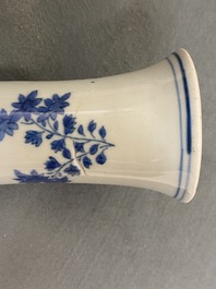 Two Chinese blue and white vases with floral design, Transitional period