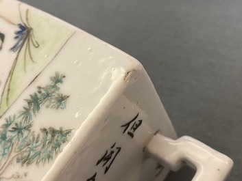 Une th&eacute;i&egrave;re et deux pots couverts en porcelaine de Chine qianjiang cai, 19/20&egrave;me