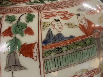 A Chinese famille verte vase with warriors on horseback, Kangxi