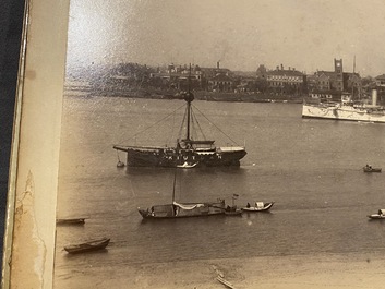 A Chinese album with nine silver gelatin albumen photos of a.o. the Shanghai Bund, dated 1899