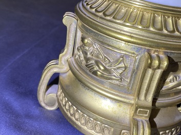 A pair of Chinese gilt bronze-mounted crackle-glazed vases, 18th C.