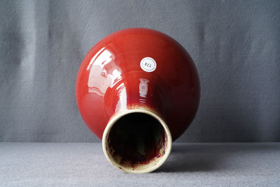 A Chinese monochrome sang-de-boeuf bottle vase, 19th C.