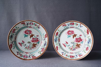 Dix assiettes en porcelaine de Chine famille rose, Qianlong