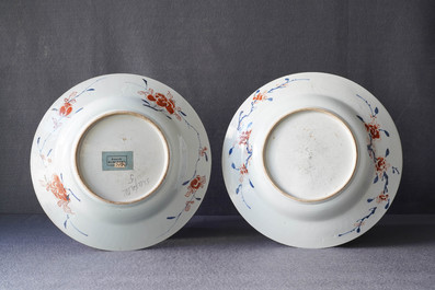 A pair of Chinese famille verte 'General Yang and Mu Guiying' dishes, Kangxi