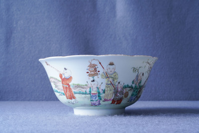 A Chinese famille rose 'playing boys' bowl, four-character mark, Republic