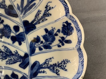 A Chinese blue and white leaf-shaped tray, Kangxi