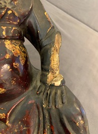 A Chinese gilt-lacquered wood figure of Guan Yu, Ming