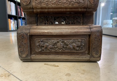 A Chinese finely carved wooden display stand, 19th C.