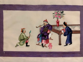 Chinese school, ink and colour on rice paper, Canton, 19th C.: a collection of 39 drawings in six albums