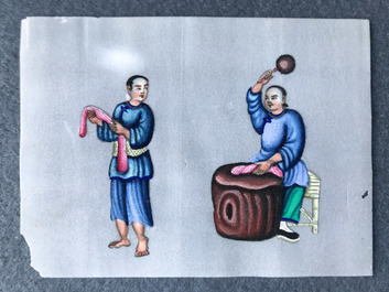 Chinese school, ink and colour on rice paper, Canton, 19th C.: a collection of 39 drawings in six albums