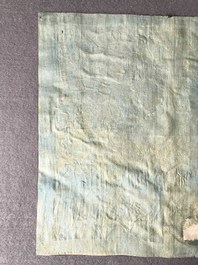 A Chinese embroidered silk rank badge with a crane for first-rank civil official, Qianlong/Jiaqing