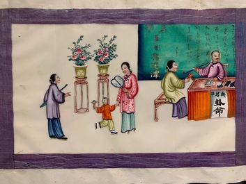 Chinese school, ink and colour on rice paper, Canton, 19th C.: a collection of 39 drawings in six albums