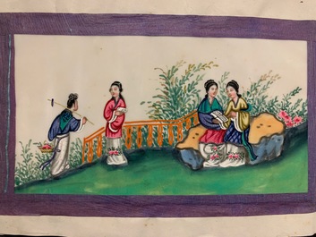 Chinese school, ink and colour on rice paper, Canton, 19th C.: a collection of 39 drawings in six albums