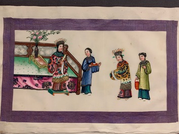 Chinese school, ink and colour on rice paper, Canton, 19th C.: a collection of 39 drawings in six albums