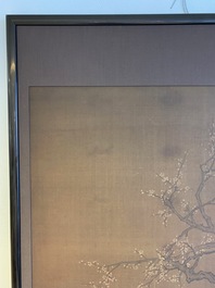 Chinese school, naar Su Hanchen (1094-1172), inkt en kleur op zijde: dame met kinderen bij een vissenkom