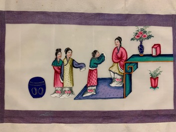 Chinese school, ink and colour on rice paper, Canton, 19th C.: a collection of 39 drawings in six albums