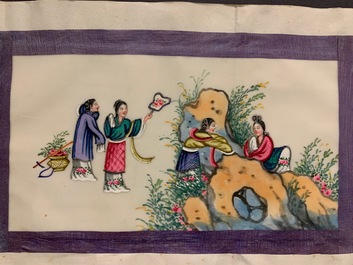 Chinese school, ink and colour on rice paper, Canton, 19th C.: a collection of 39 drawings in six albums