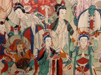 Chinese school, inkt en kleur op papier, Qing: 'Goden in de hemel'