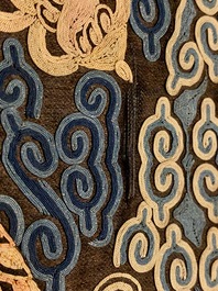 A Chinese embroidered silk rank badge with a crane for first-rank civil official, Qianlong/Jiaqing