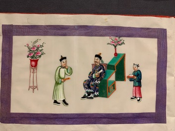 Chinese school, ink and colour on rice paper, Canton, 19th C.: a collection of 39 drawings in six albums