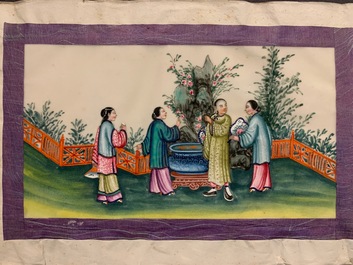 Chinese school, ink and colour on rice paper, Canton, 19th C.: a collection of 39 drawings in six albums