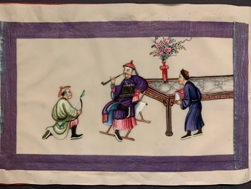 Chinese school, ink and colour on rice paper, Canton, 19th C.: a collection of 39 drawings in six albums