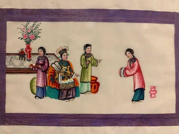 Chinese school, ink and colour on rice paper, Canton, 19th C.: a collection of 39 drawings in six albums