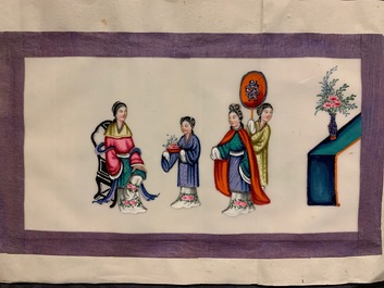 Chinese school, ink and colour on rice paper, Canton, 19th C.: a collection of 39 drawings in six albums