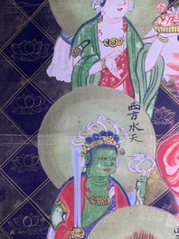 Chinese school, ink and colour on paper, Qing: 'Wrathful Guardians of Buddhism'